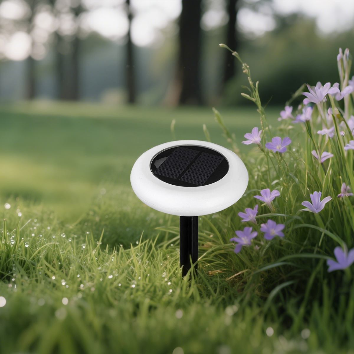 Modern Rock-Shaped Solar Pathway Light – White Rechargeable Outdoor Lamp - Flindria