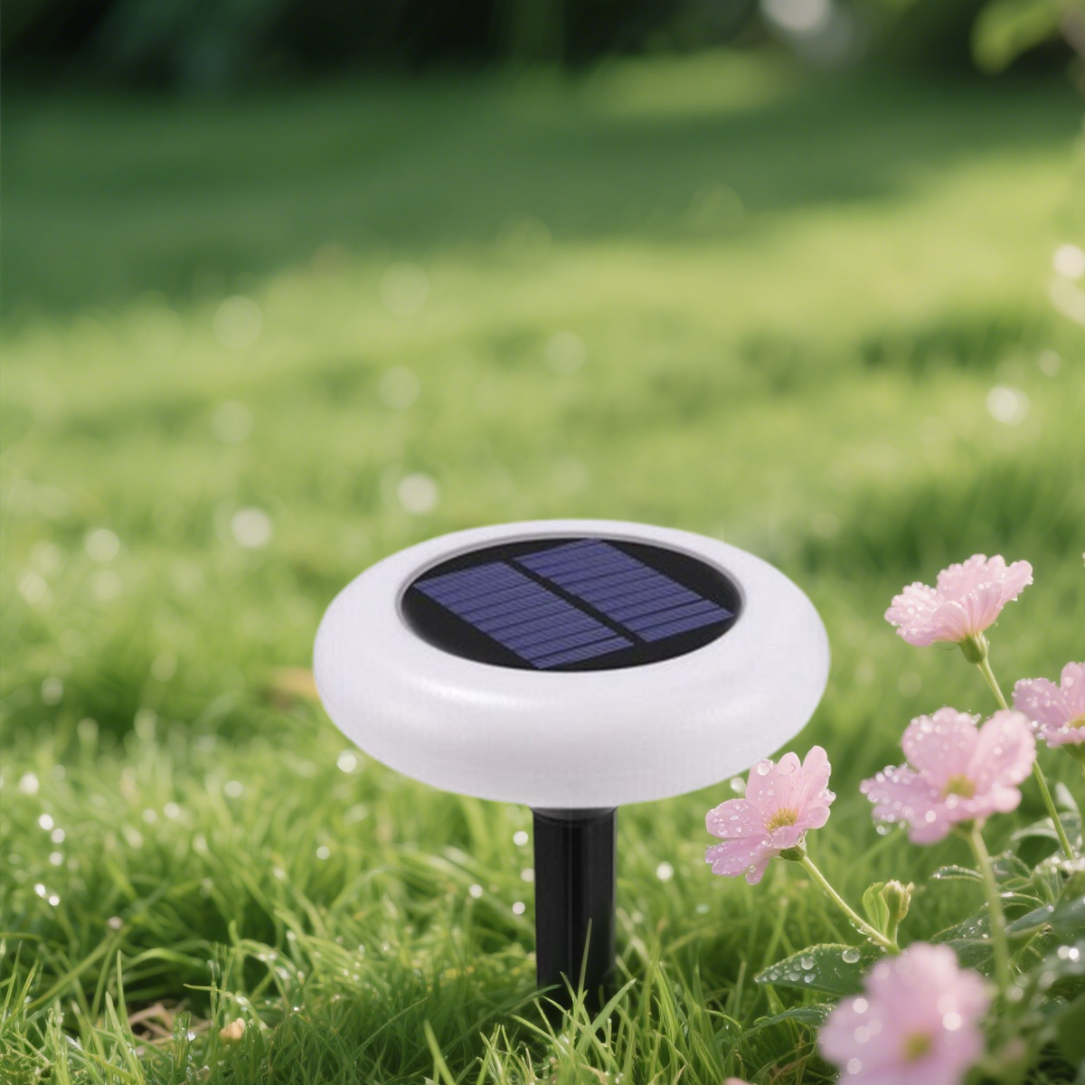 Modern Rock-Shaped Solar Pathway Light – White Rechargeable Outdoor Lamp - Flindria