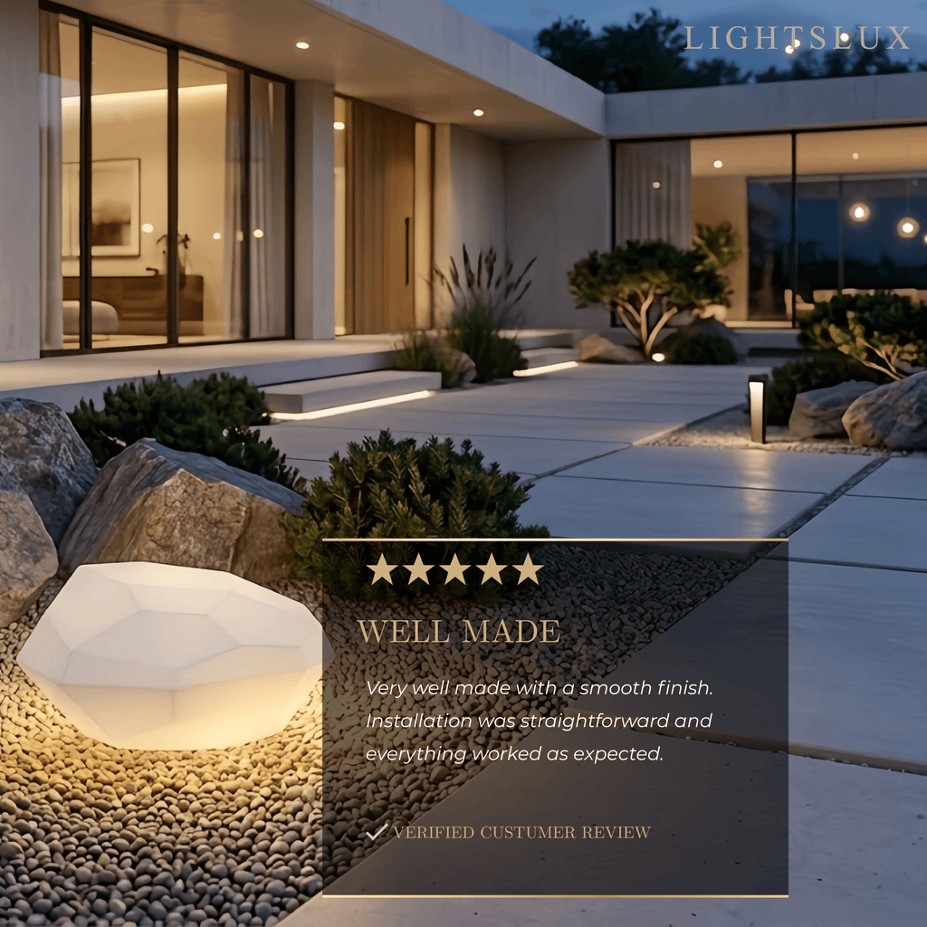 Art Deco RGB Pathway Light - Rechargeable Rock Design for Outdoor/Garden - Flindria