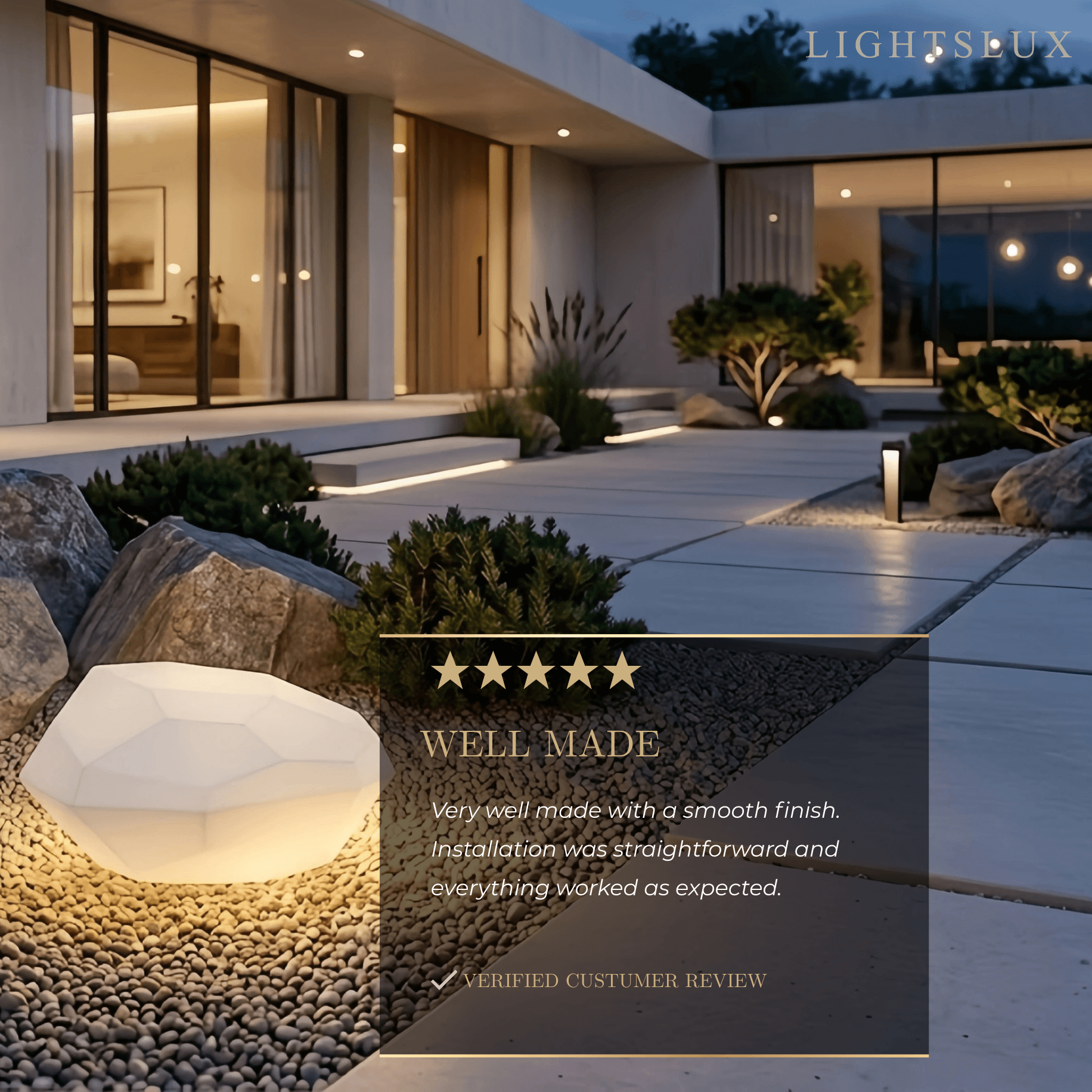 Art Deco RGB Pathway Light - Rechargeable Rock Design for Outdoor/Garden - Flindria