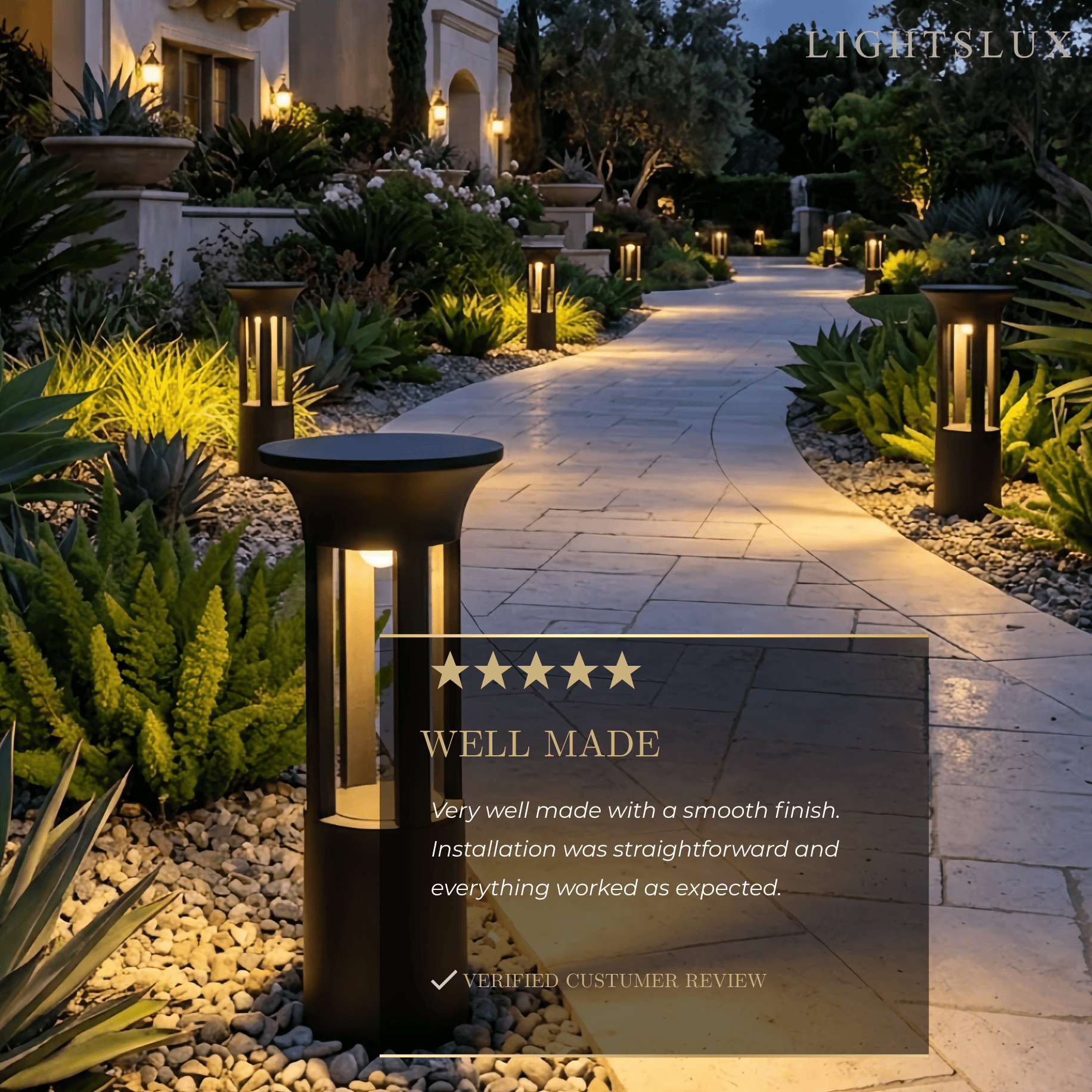 Luces de sendero industriales - Diseño irregular de acrílico negro para jardín - Flindria