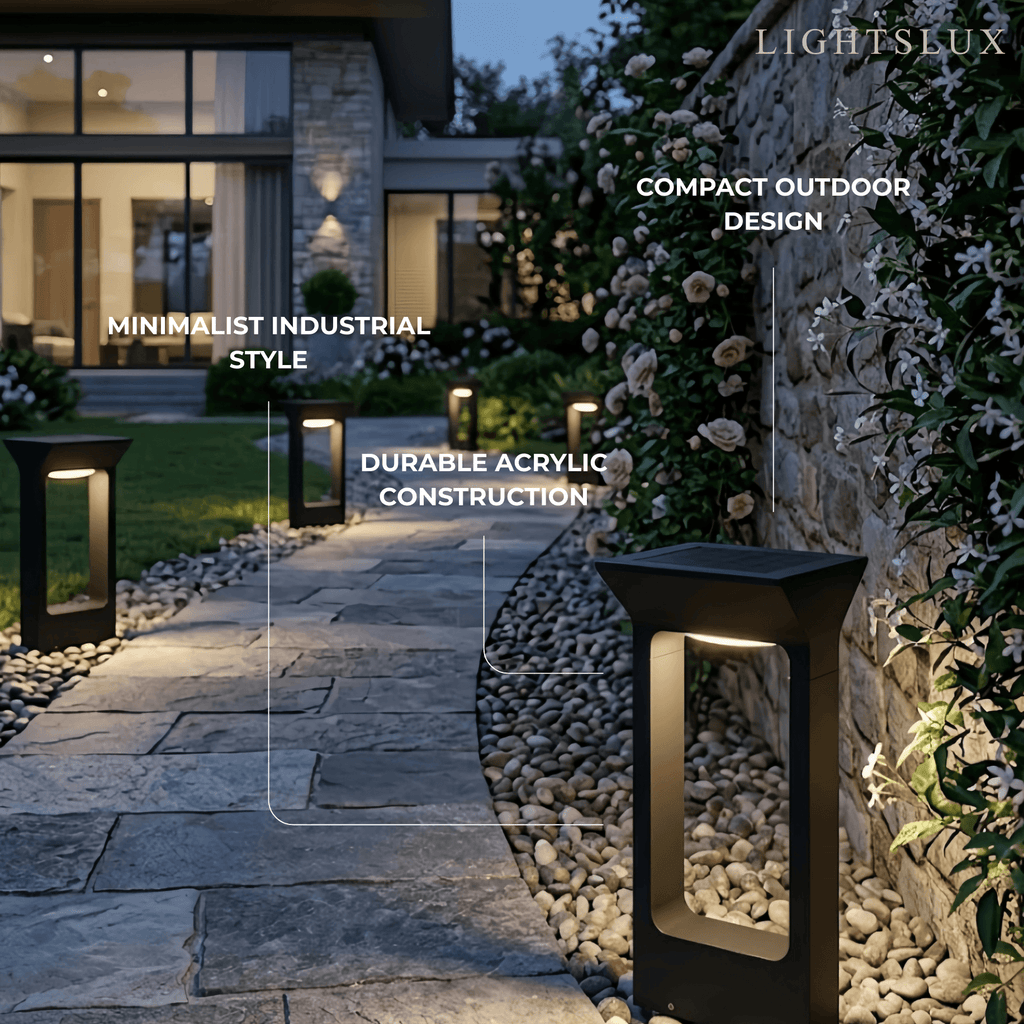 Luces de sendero industriales - Diseño irregular de acrílico negro para jardín - Flindria