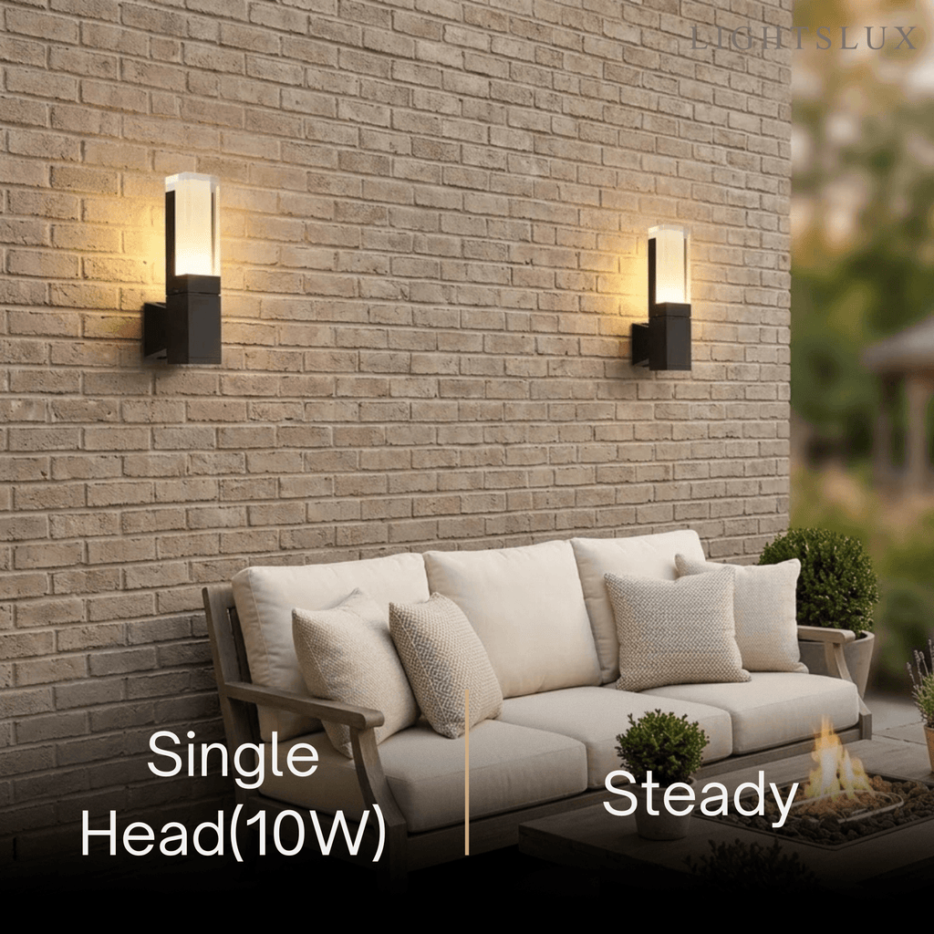 Modern Rectangle Wall Sconce - Black Metal for Garden/Outdoor Spaces - Flindria