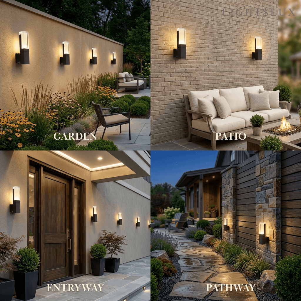 Modern Rectangle Wall Sconce - Black Metal for Garden/Outdoor Spaces - Flindria