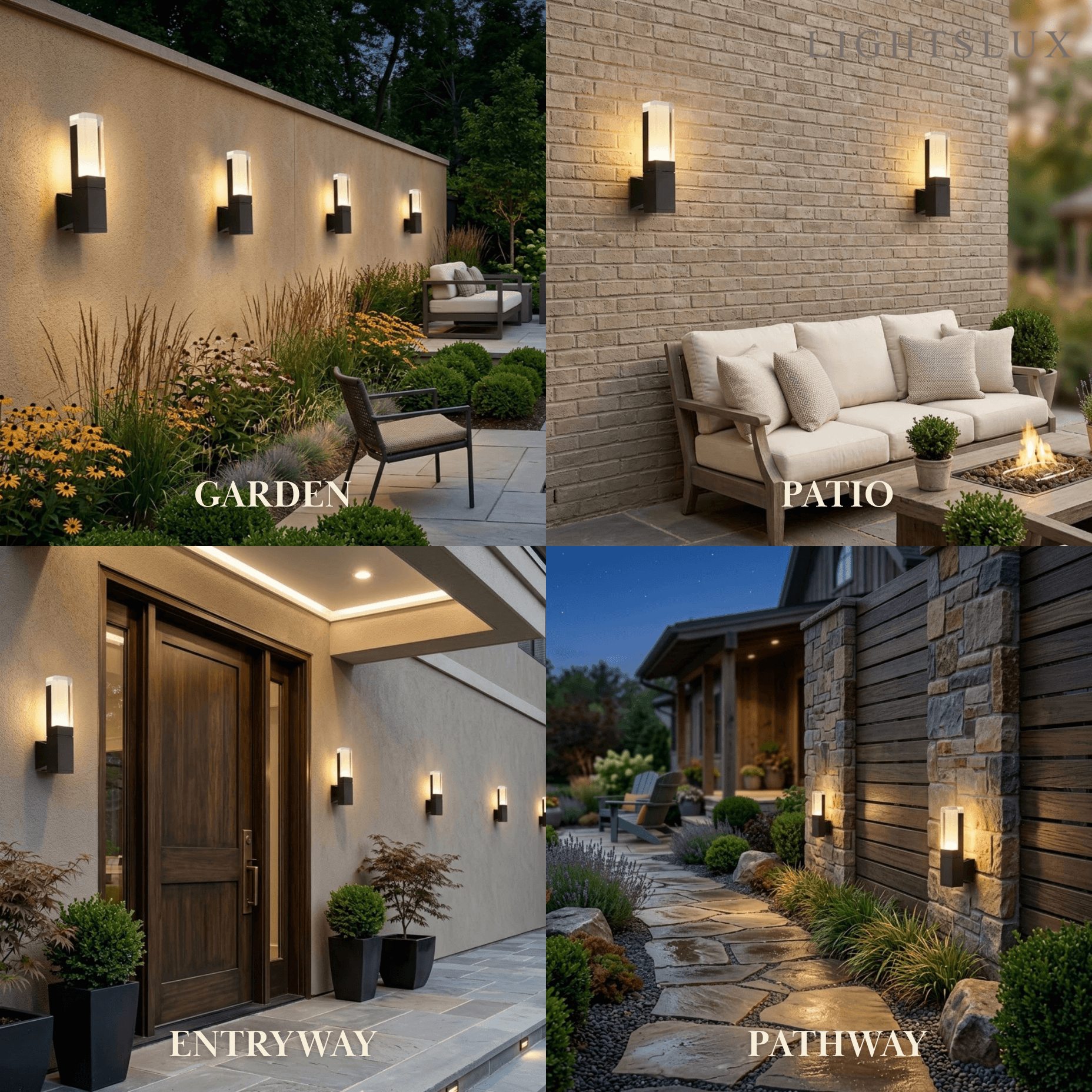 Modern Rectangle Wall Sconce - Black Metal for Garden/Outdoor Spaces - Flindria