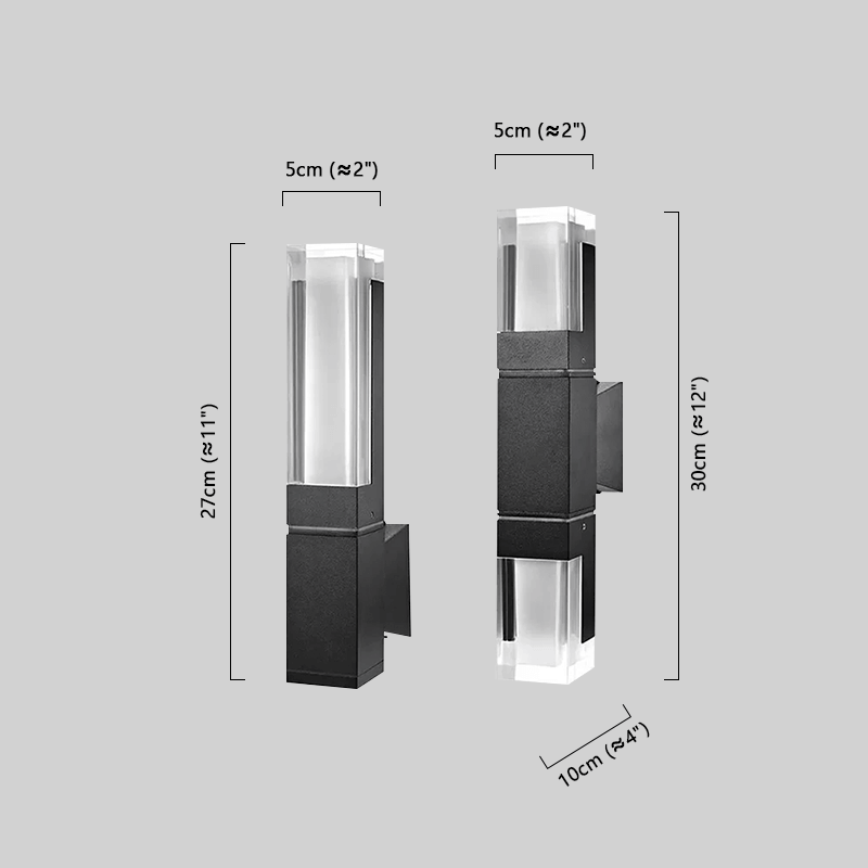 Modern Rectangle Wall Sconce - Black Metal for Garden/Outdoor Spaces - Flindria