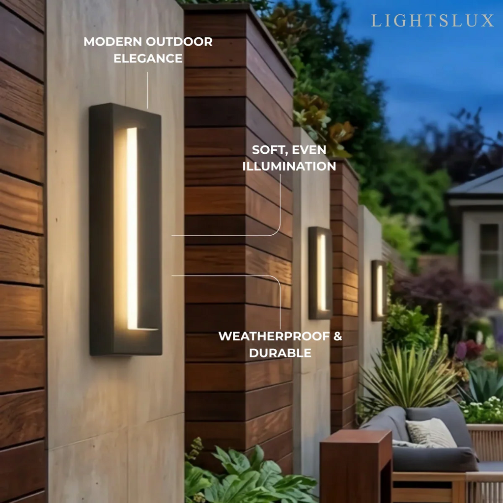 Lámpara de pared moderna Prisma de metal y acrílico - Diseño rectangular negro para jardín - Flindria
