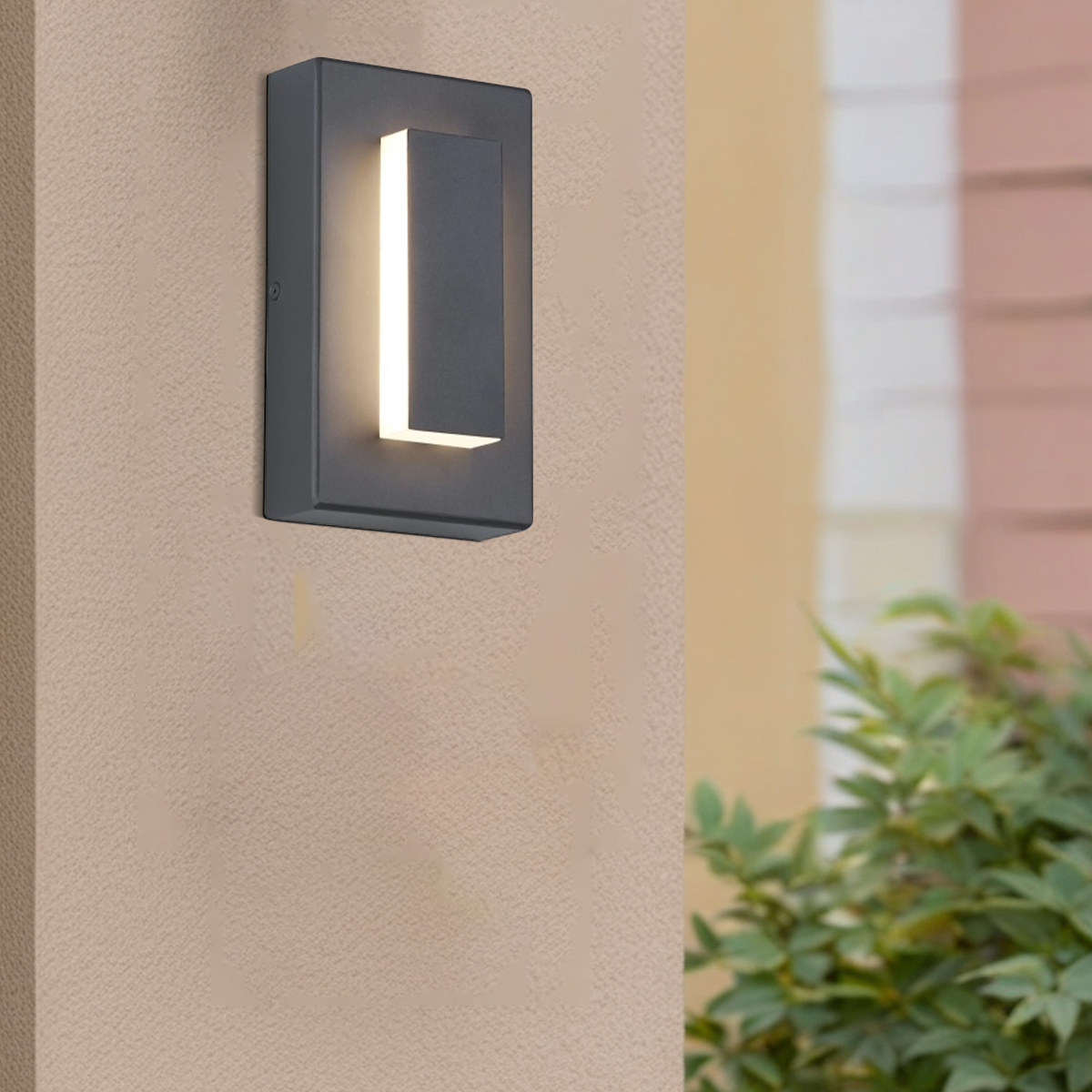 Lámpara de pared moderna Prisma de metal y acrílico - Diseño rectangular negro para jardín - Flindria