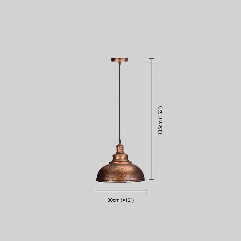 Industriële metalen hanglamp - koperen koepelontwerp voor eetkamer - Flindria