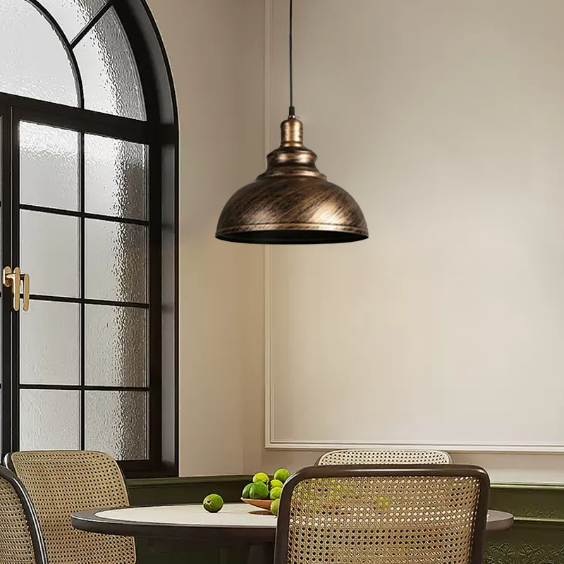 Industriële metalen hanglamp - koperen koepelontwerp voor eetkamer - Flindria