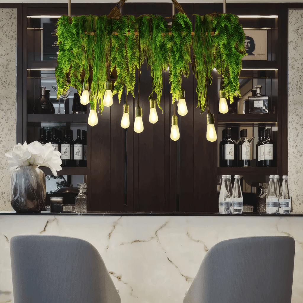 Botanica Natural Rectangular Pendant Light - Green for Kitchen Island - Flindria