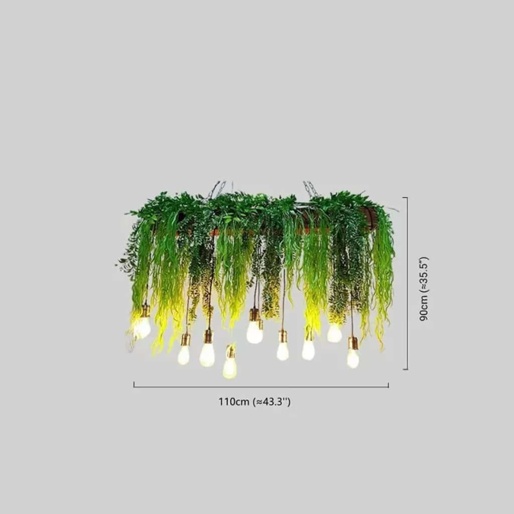 Botanica Natural Rectangular Pendant Light - Green for Kitchen Island - Flindria