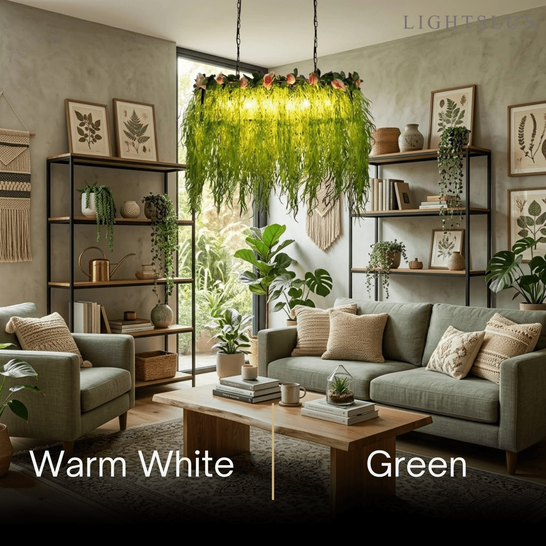 Botanica Decorative Metal Pendant Light - Artificial Plants Dining Room - Flindria