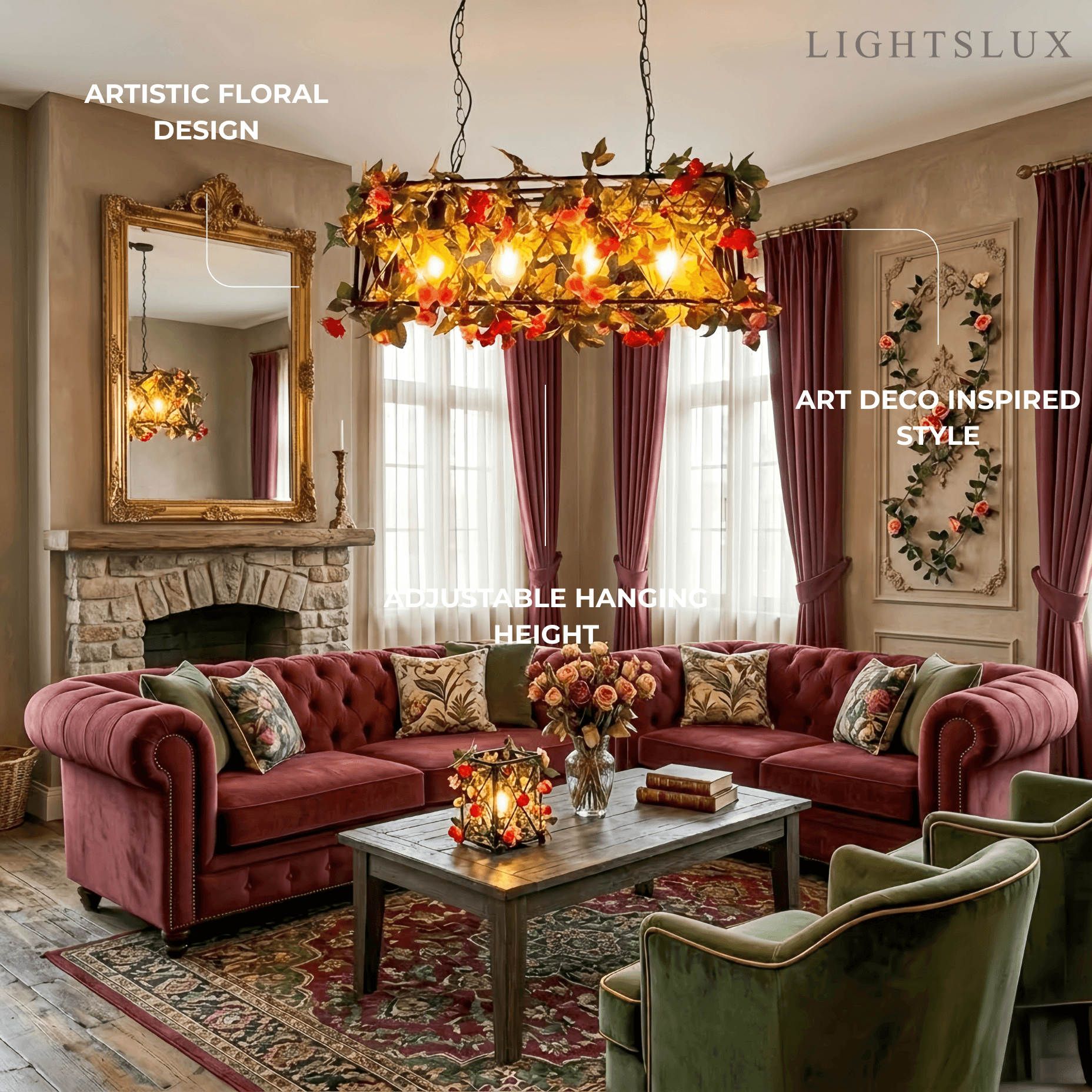 Botanica Decorative Metal Pendant Light - Artificial Plants Dining Room - Flindria