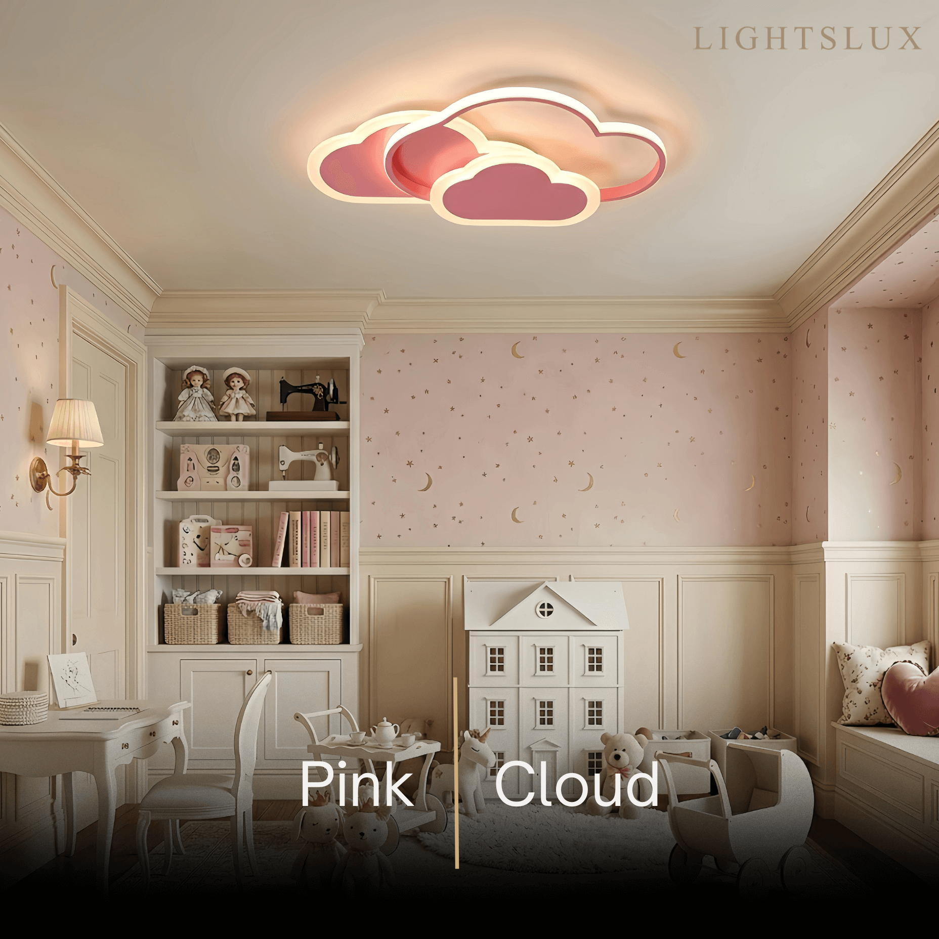 Modern LED Dimmable Star Ceiling Light – Designer White/Pink Kids Room - Flindria