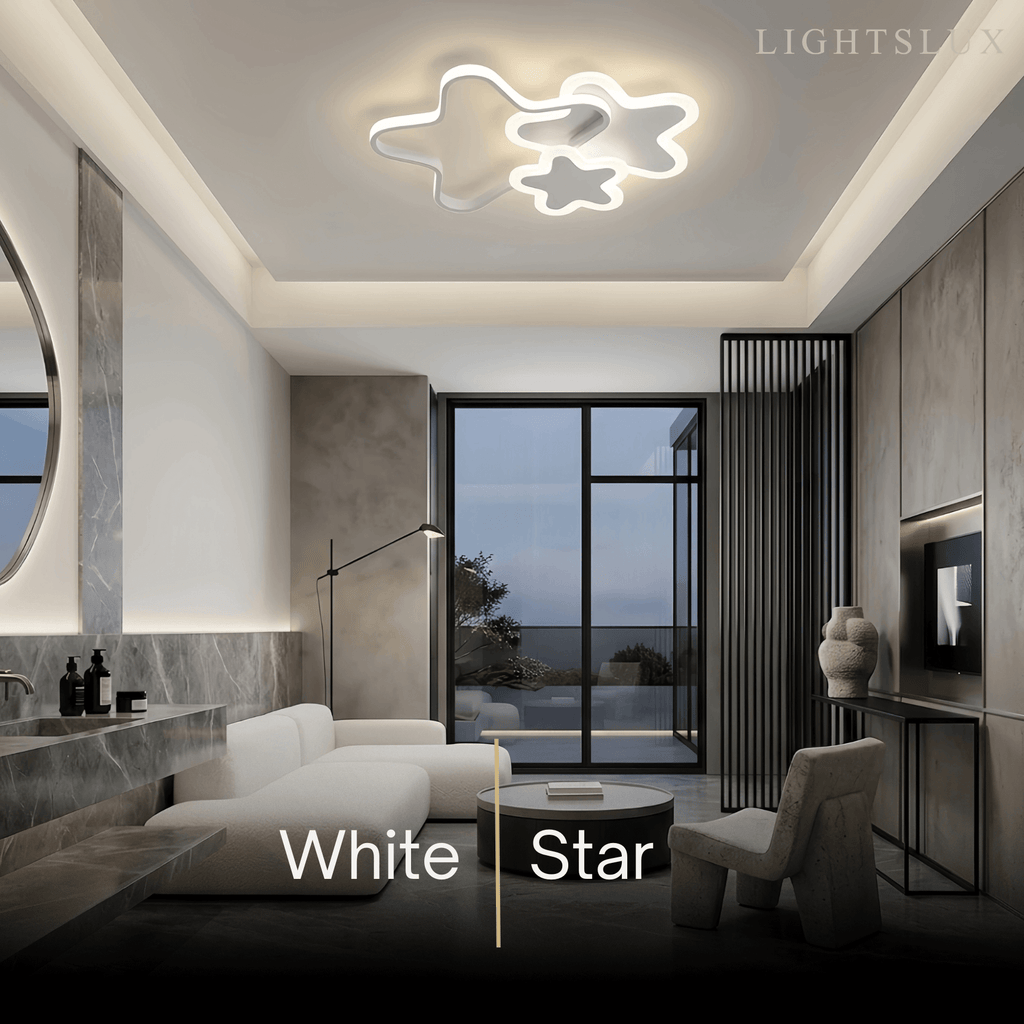 Modern LED Dimmable Star Ceiling Light – Designer White/Pink Kids Room - Flindria