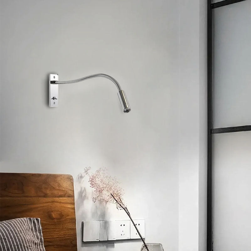 Minimalist Linear Wall Lamp - Bronze/Chrome/Nickel Metal for Bedroom - Flindria