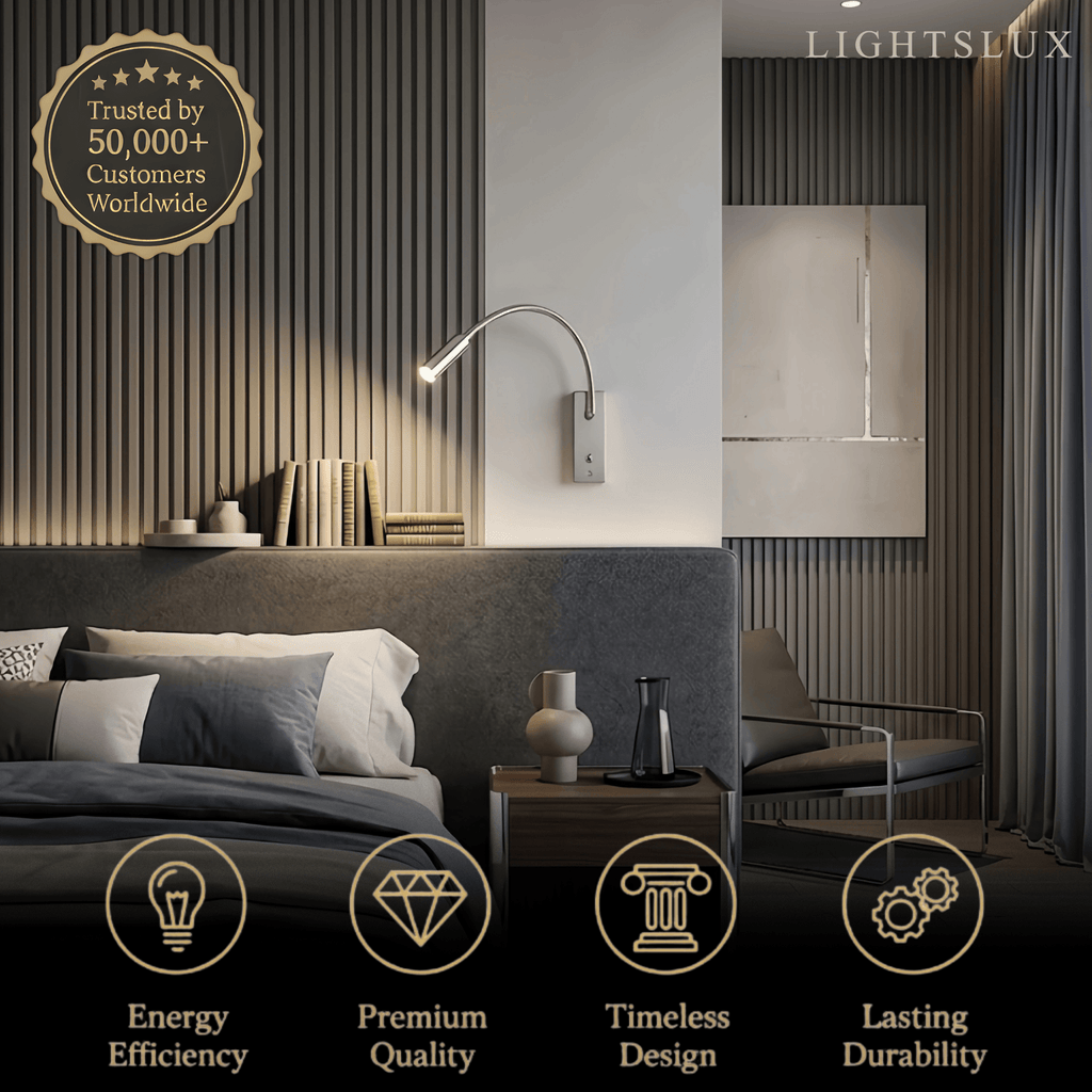 Minimalist Linear Wall Lamp - Bronze/Chrome/Nickel Metal for Bedroom - Flindria