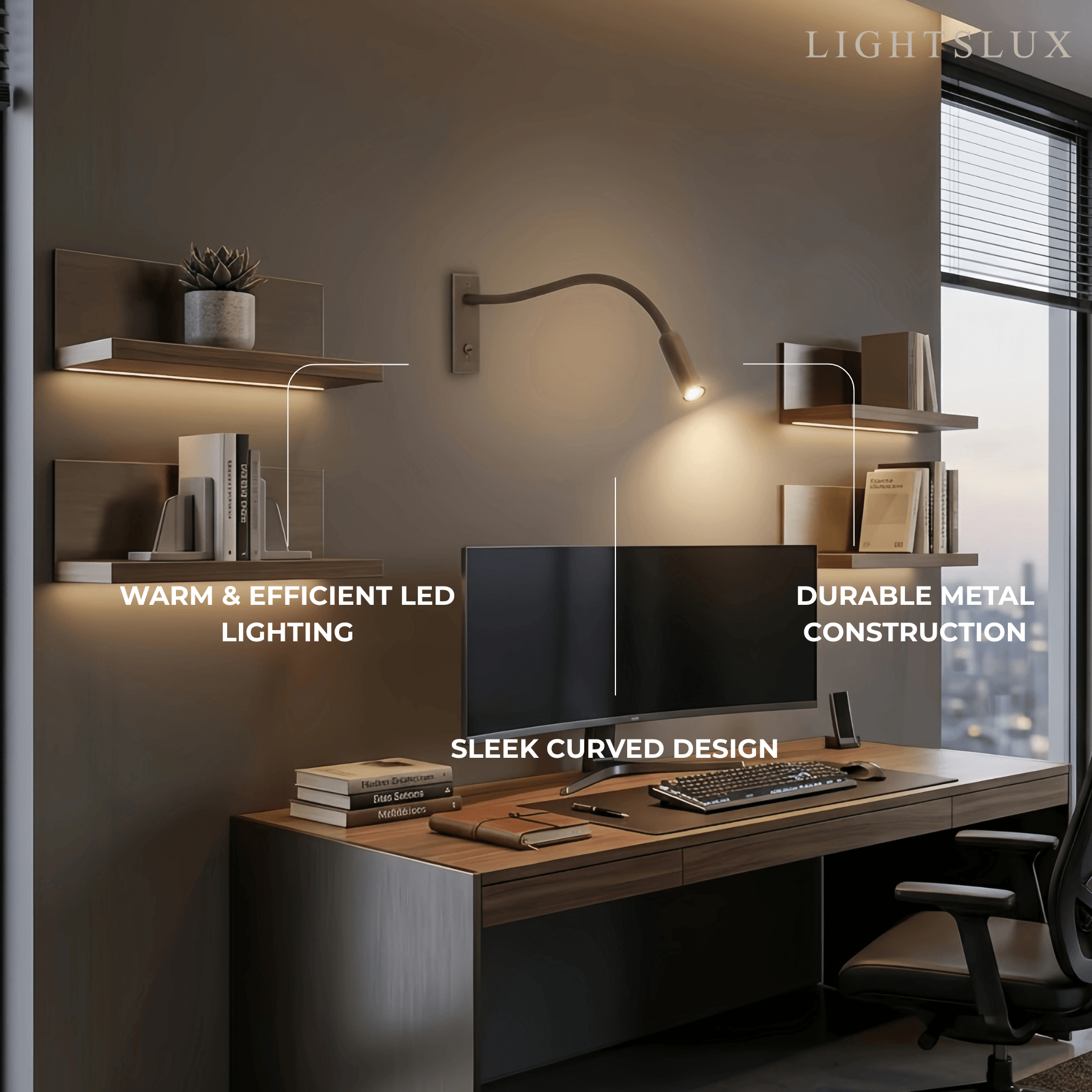 Minimalist Linear Wall Lamp - Bronze/Chrome/Nickel Metal for Bedroom - Flindria