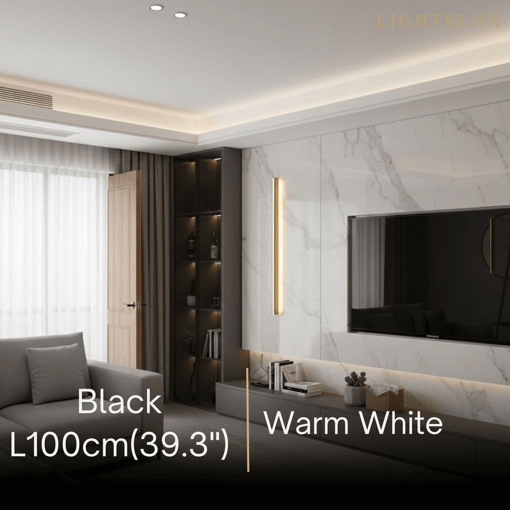 Minimalist Linear LED Wall Lamp – Black/Gold for Bedroom/Living Room - Flindria