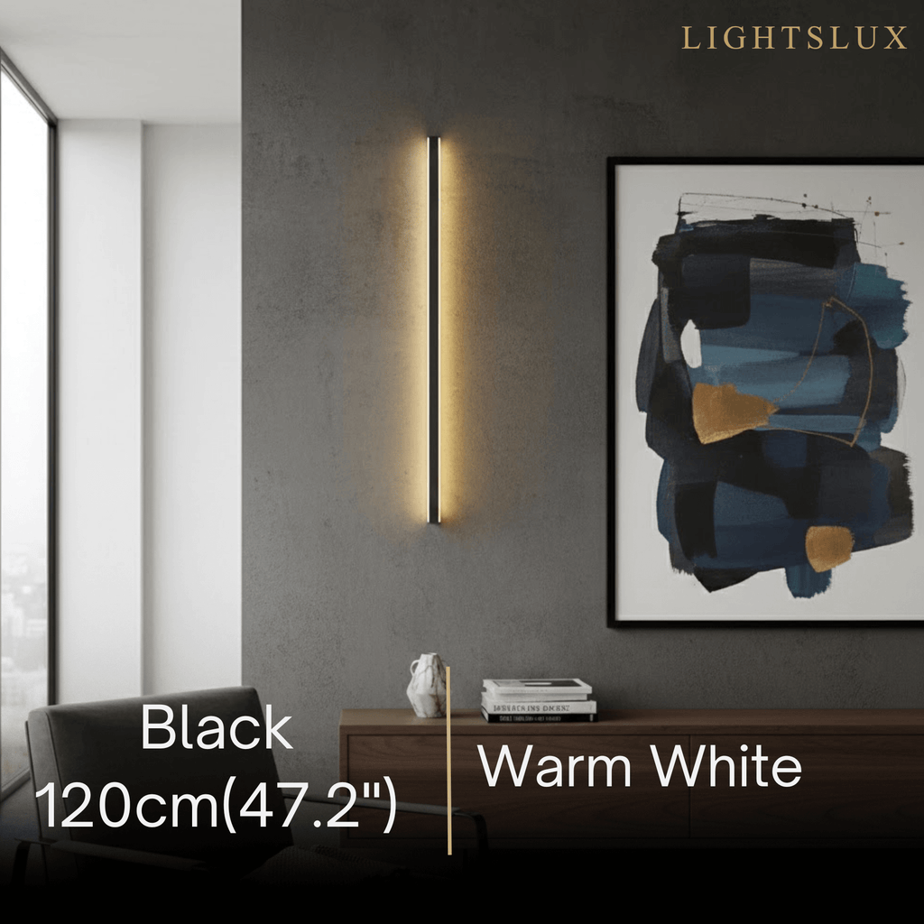 Minimalist Linear LED Wall Lamp – Black/Gold for Bedroom/Living Room - Flindria