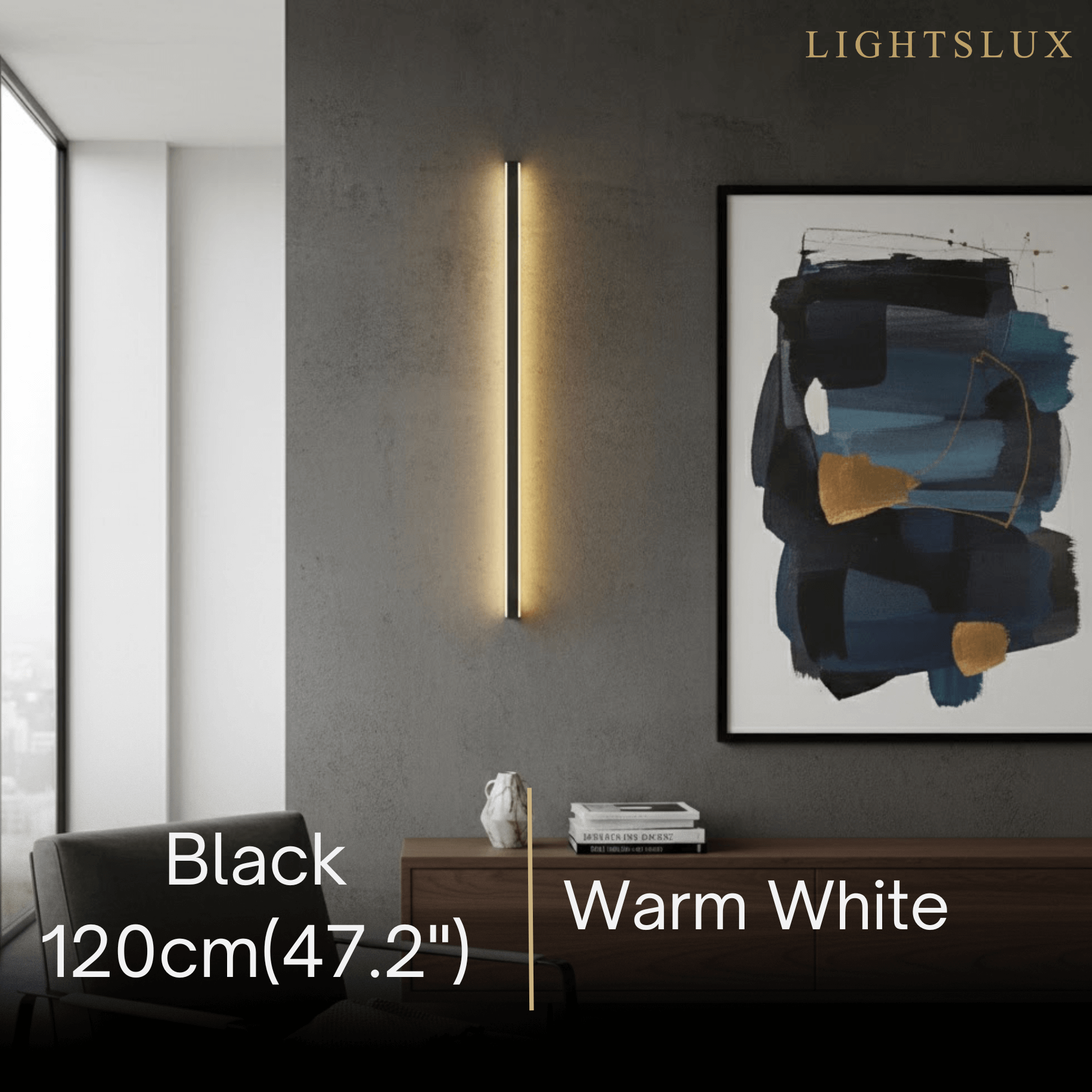 Minimalist Linear LED Wall Lamp – Black/Gold for Bedroom/Living Room - Flindria