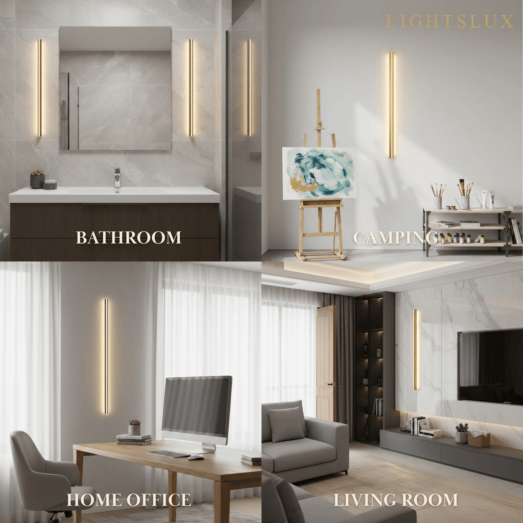 Minimalist Linear LED Wall Lamp – Black/Gold for Bedroom/Living Room - Flindria