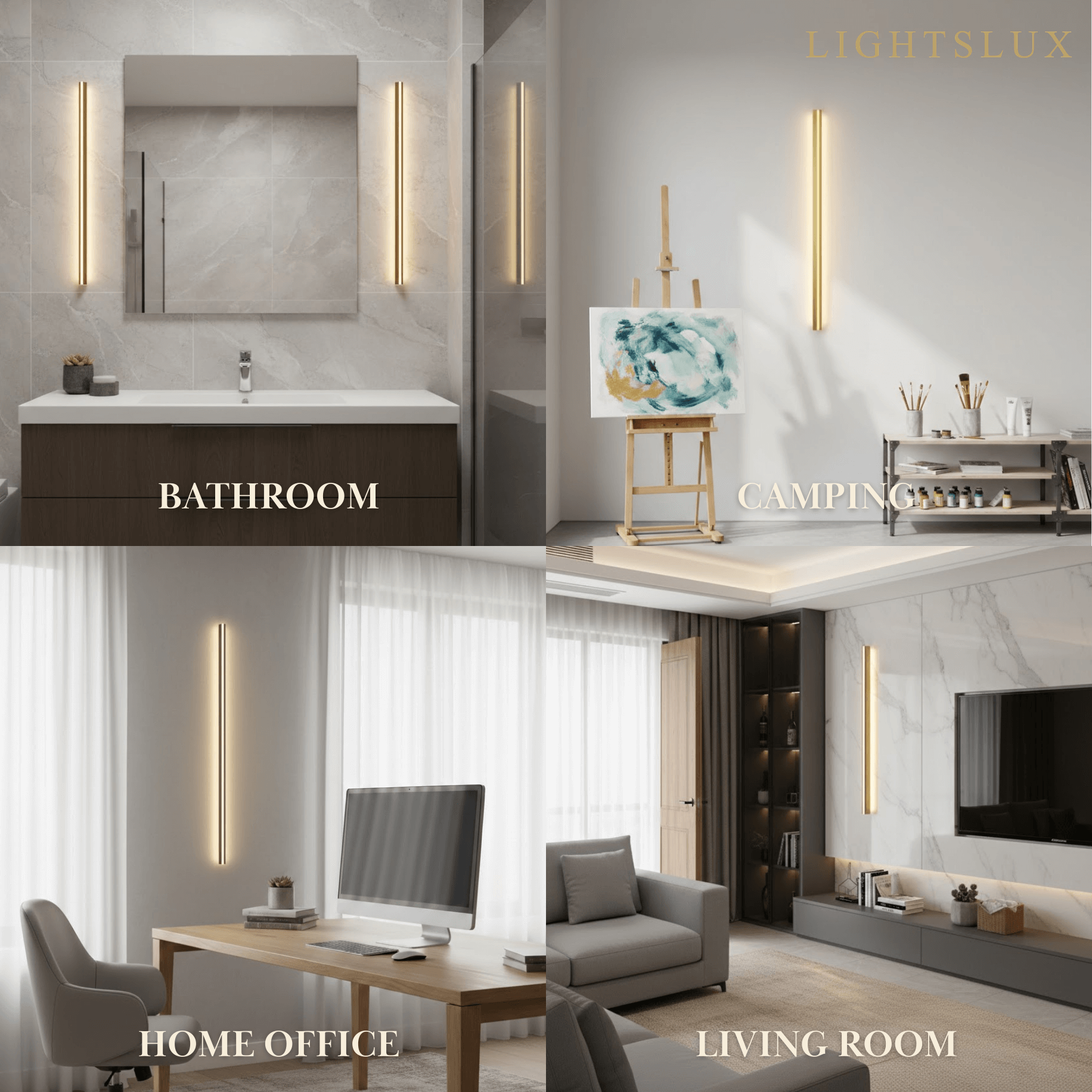 Minimalist Linear LED Wall Lamp – Black/Gold for Bedroom/Living Room - Flindria
