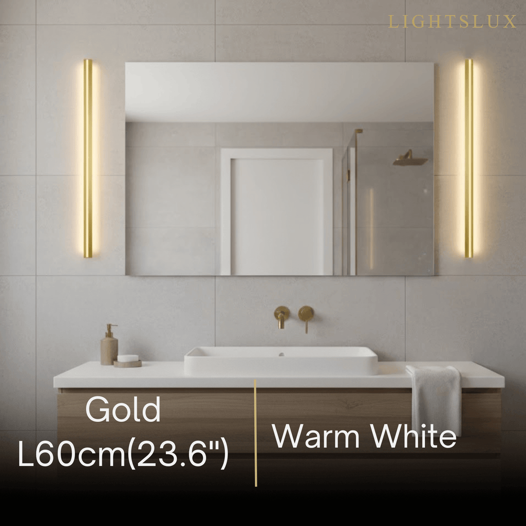 Minimalist Linear LED Wall Lamp – Black/Gold for Bedroom/Living Room - Flindria