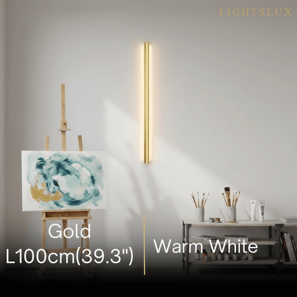 Minimalist Linear LED Wall Lamp – Black/Gold for Bedroom/Living Room - Flindria