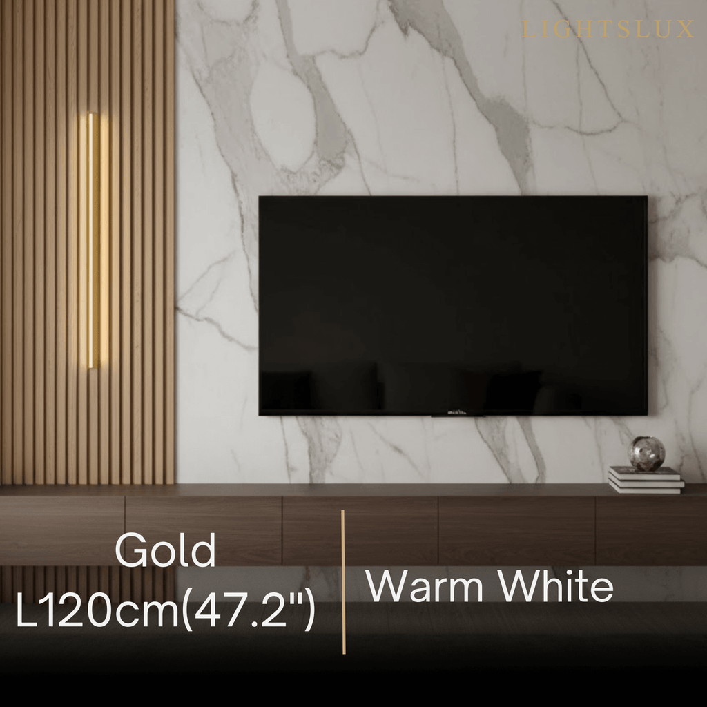 Minimalist Linear LED Wall Lamp – Black/Gold for Bedroom/Living Room - Flindria