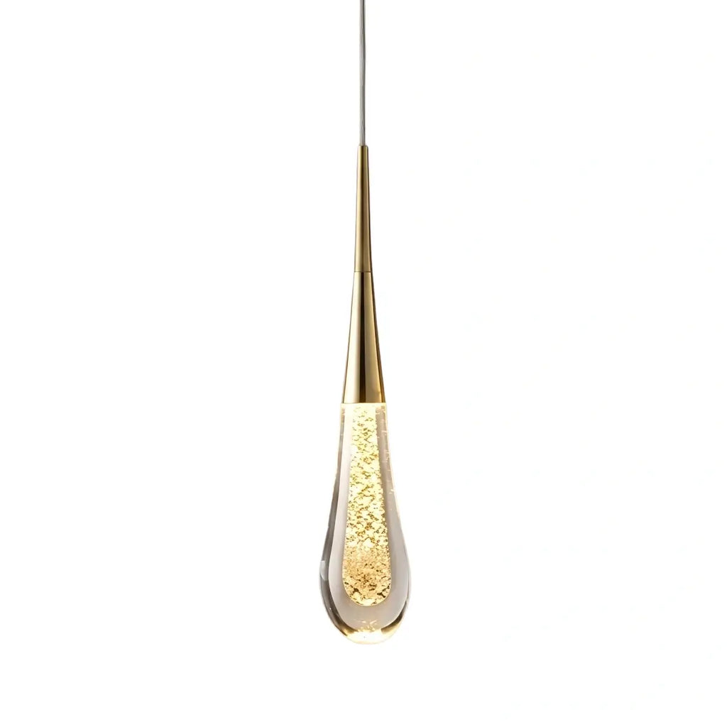 Art Deco Teardrop Pendant Light - Gold Metal/Crystal for Dining Room - Flindria