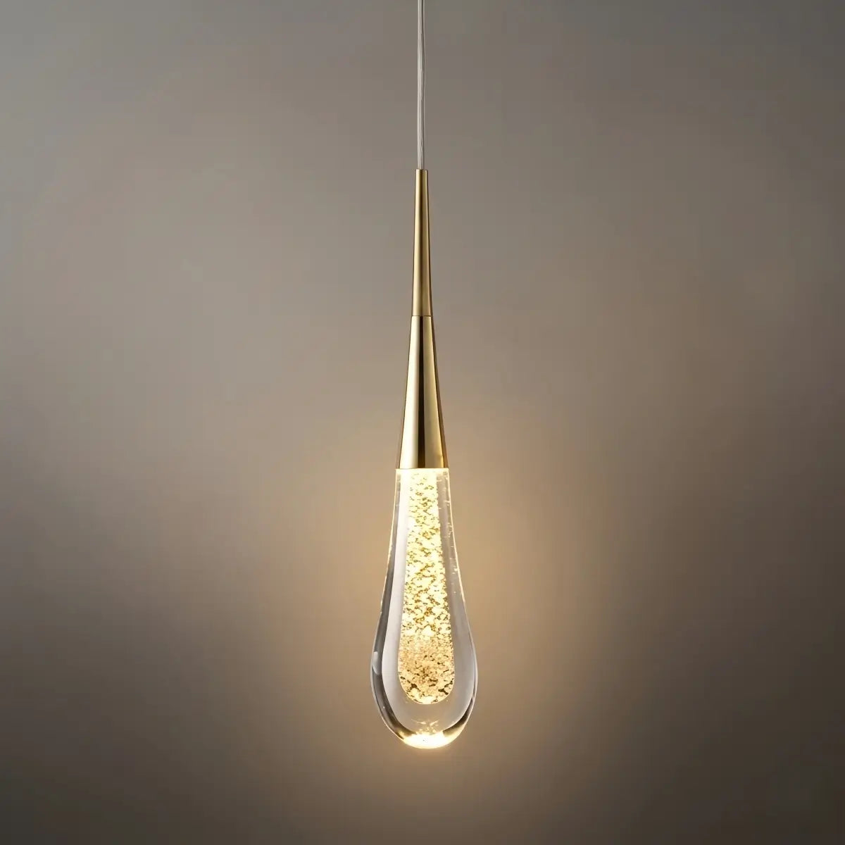Art Deco Teardrop Pendant Light - Gold Metal/Crystal for Dining Room - Flindria