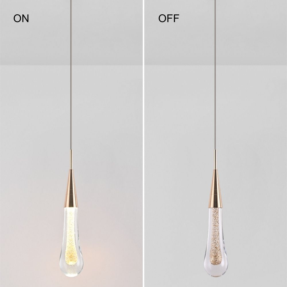 Art Deco Teardrop Pendant Light - Gold Metal/Crystal for Dining Room - Flindria