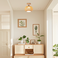 Rustic Boho Rattan Ceiling Light – Bamboo Flush Mount for Hallway - Flindria