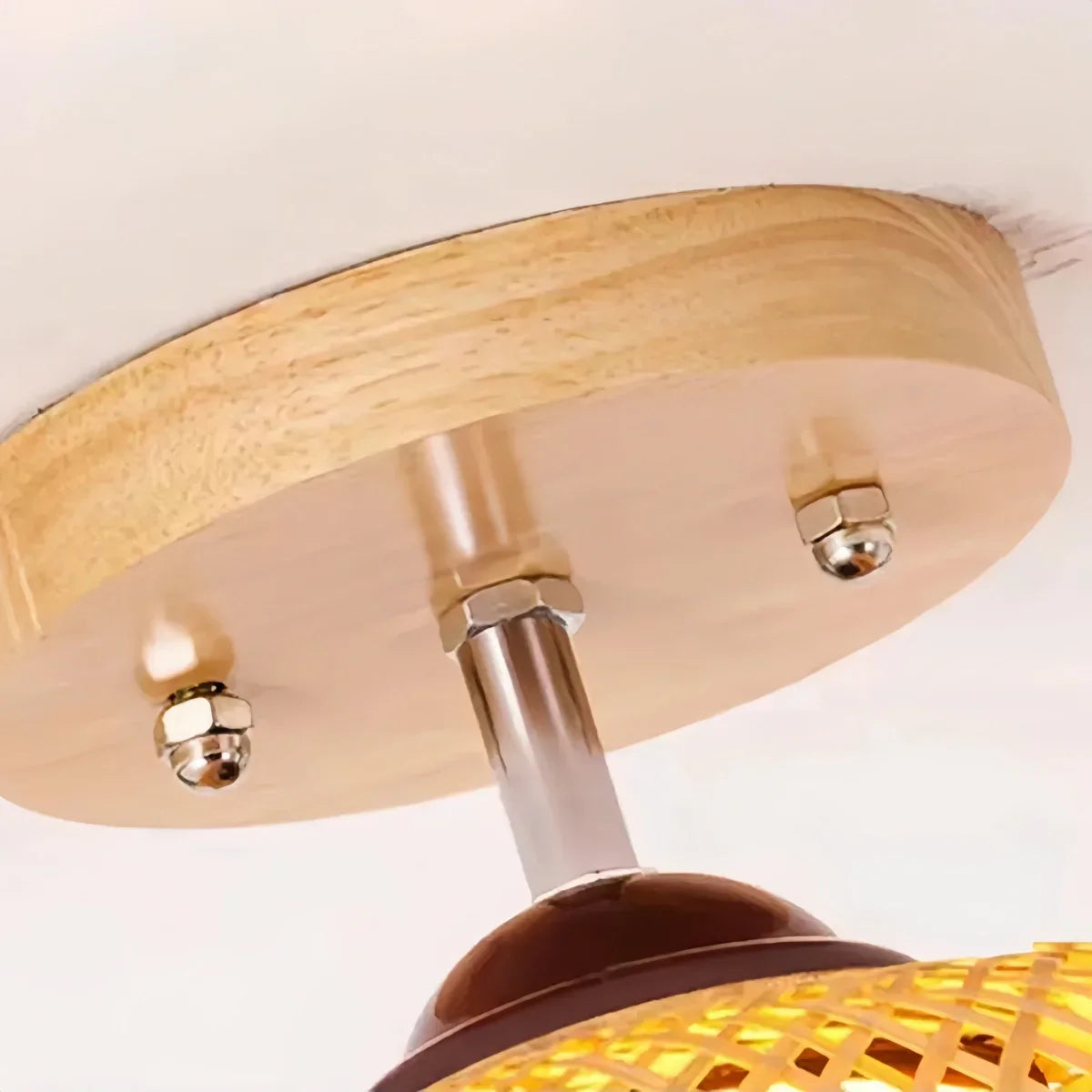 Rustic Boho Rattan Ceiling Light – Bamboo Flush Mount for Hallway - Flindria