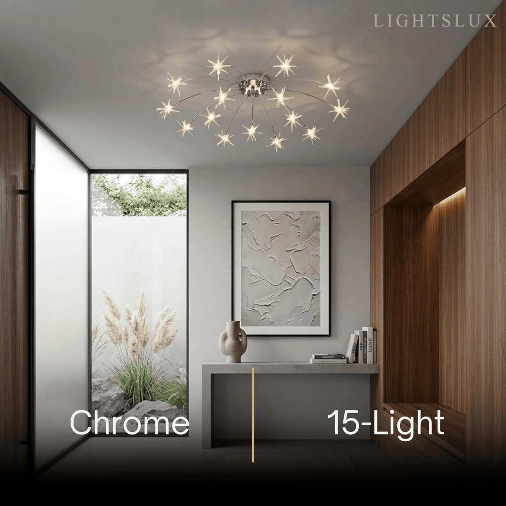 Art Deco Ceiling Light - Gold/Black/Chrome Metal Fixture for Bedroom - Flindria