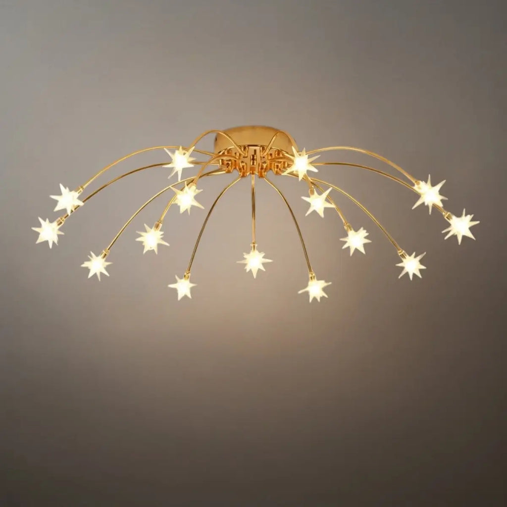 Art Deco Ceiling Light - Gold/Black/Chrome Metal Fixture for Bedroom - Flindria