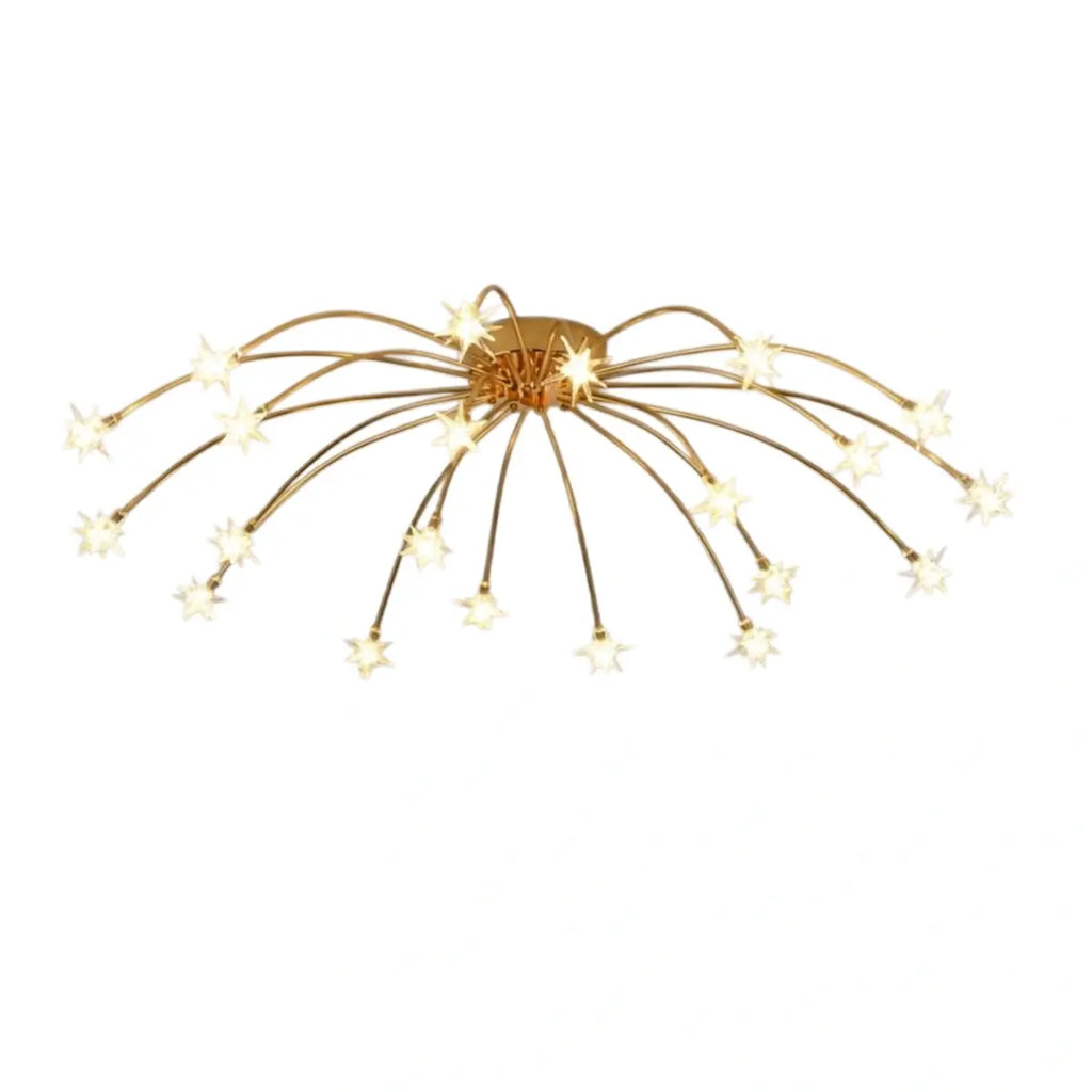 Art Deco Ceiling Light - Gold/Black/Chrome Metal Fixture for Bedroom - Flindria