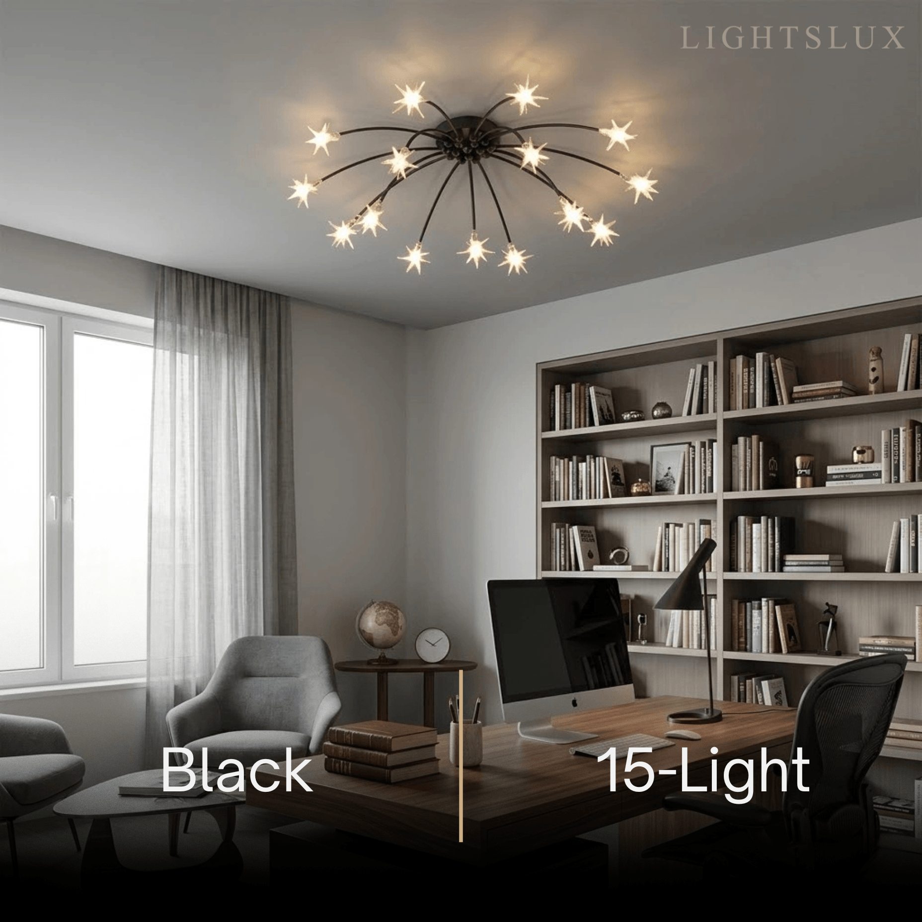 Art Deco Ceiling Light - Gold/Black/Chrome Metal Fixture for Bedroom - Flindria