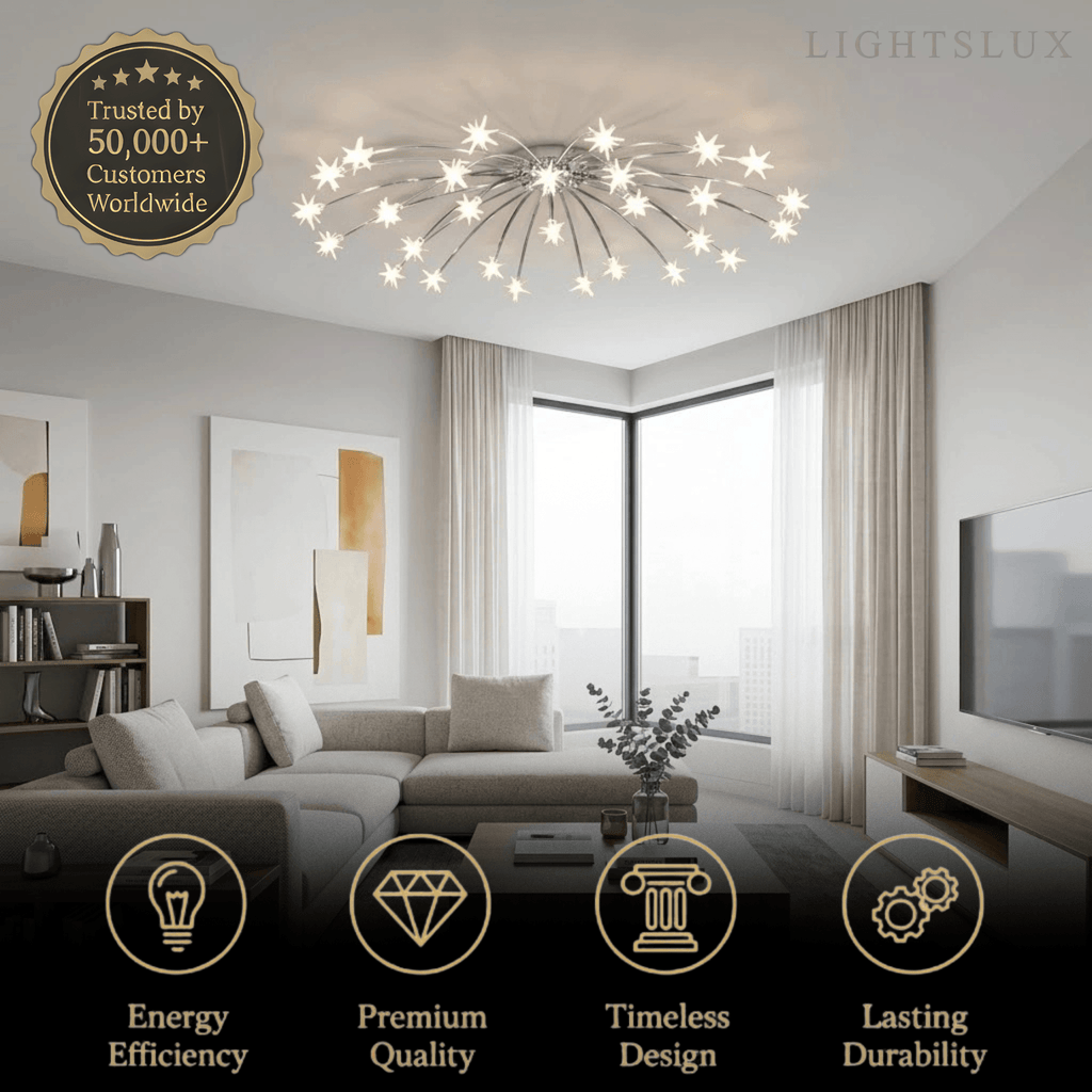 Art Deco Ceiling Light - Gold/Black/Chrome Metal Fixture for Bedroom - Flindria