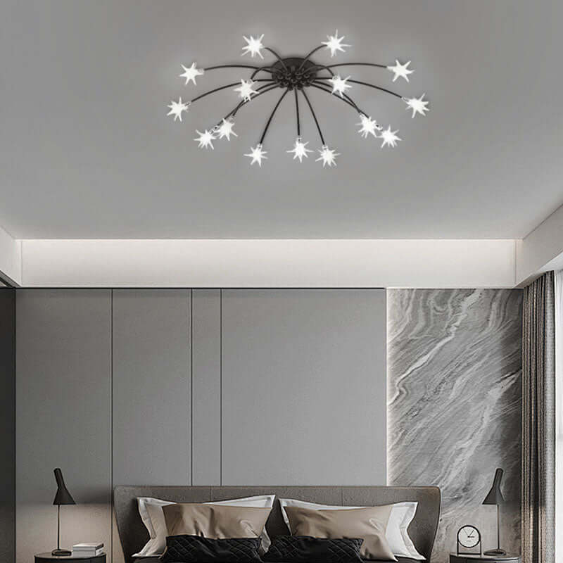 Art Deco Ceiling Light - Gold/Black/Chrome Metal Fixture for Bedroom - Flindria