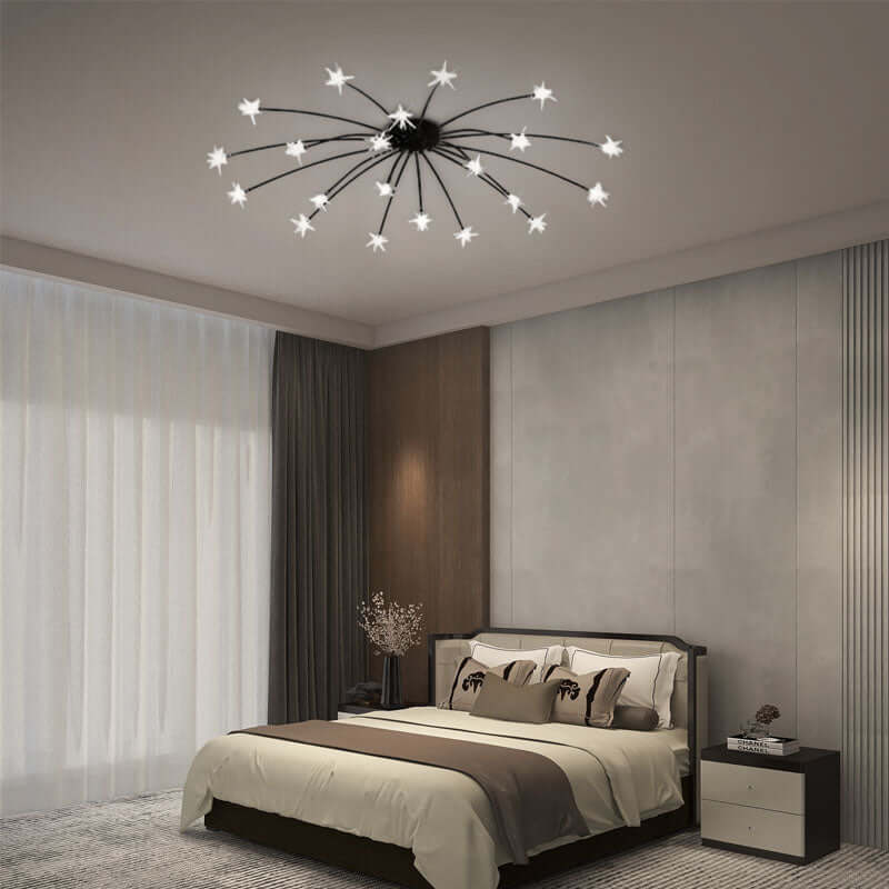 Art Deco Ceiling Light - Gold/Black/Chrome Metal Fixture for Bedroom - Flindria