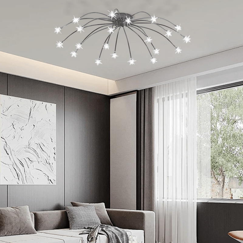 Art Deco Ceiling Light - Gold/Black/Chrome Metal Fixture for Bedroom - Flindria