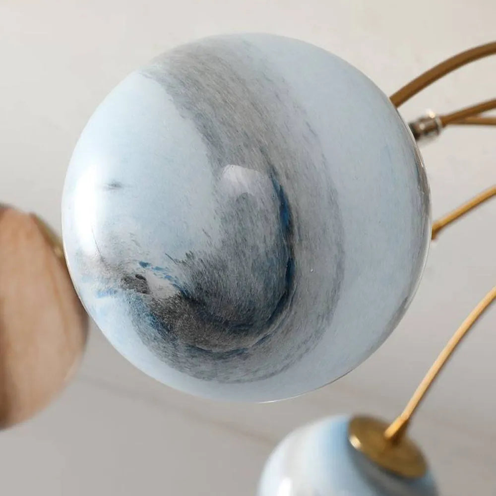 Art Deco Gold Frame Ceiling Light - Planet Bubble Design for Living Room - Flindria