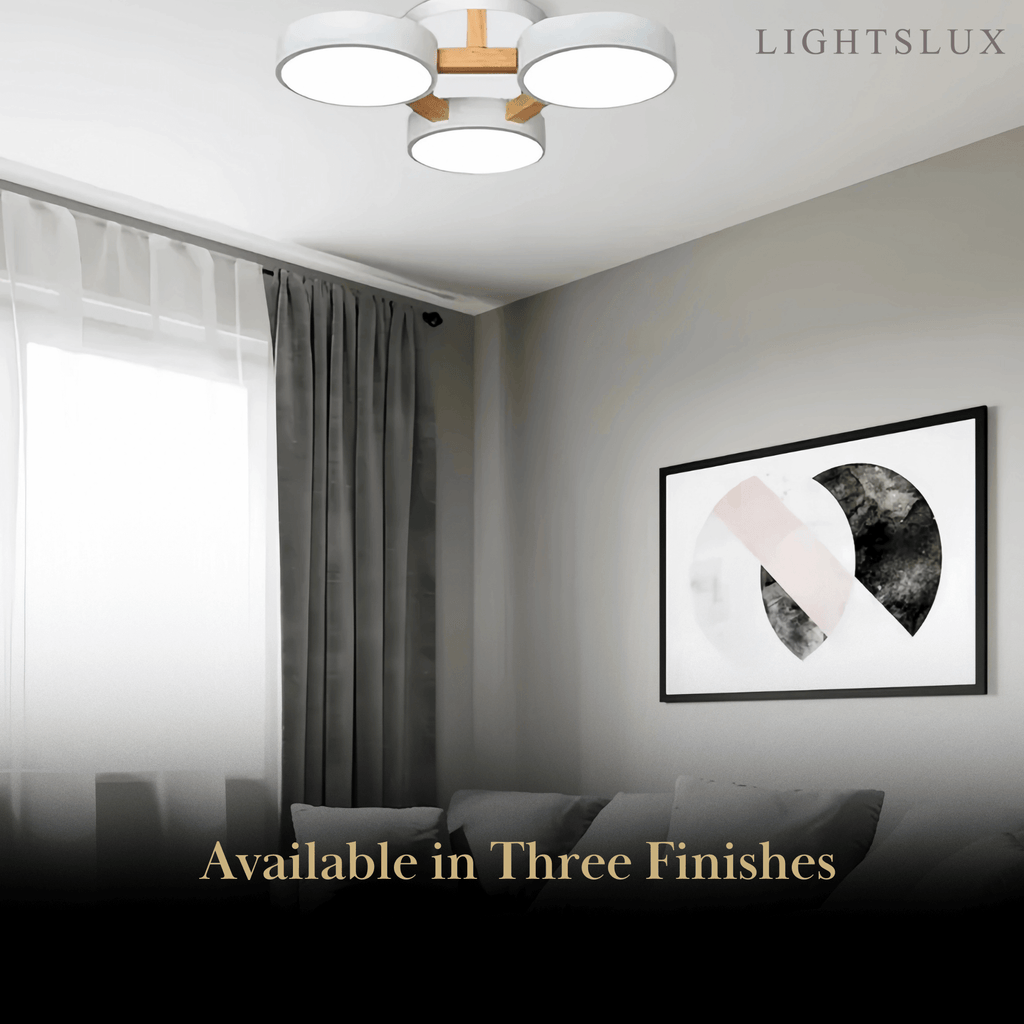 Modern Round Ceiling Light – 3-Color Fixture with Three Heads Bedroom - Flindria