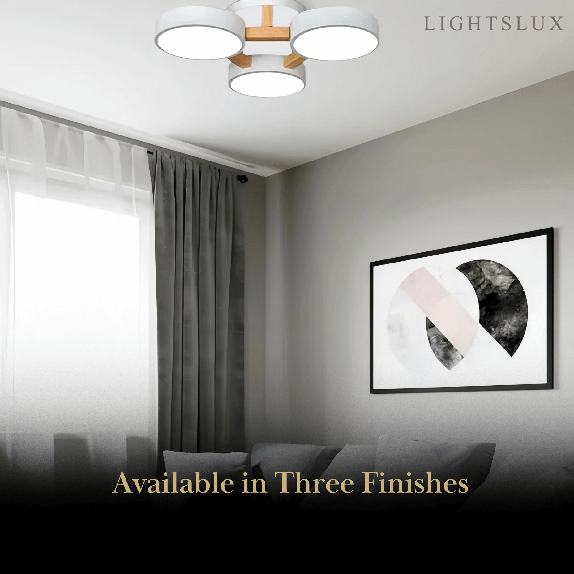 Modern Round Ceiling Light – 3-Color Fixture with Three Heads Bedroom - Flindria