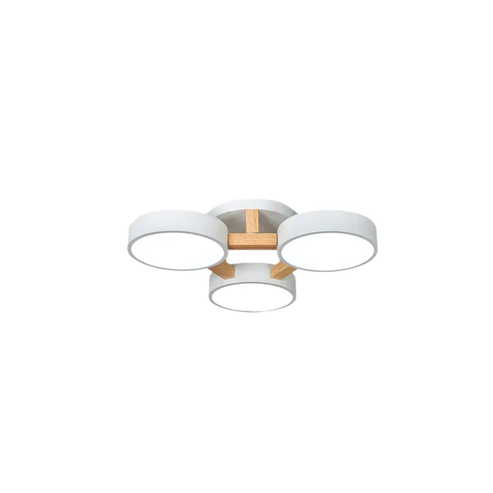 Modern Round Ceiling Light – 3-Color Fixture with Three Heads Bedroom - Flindria