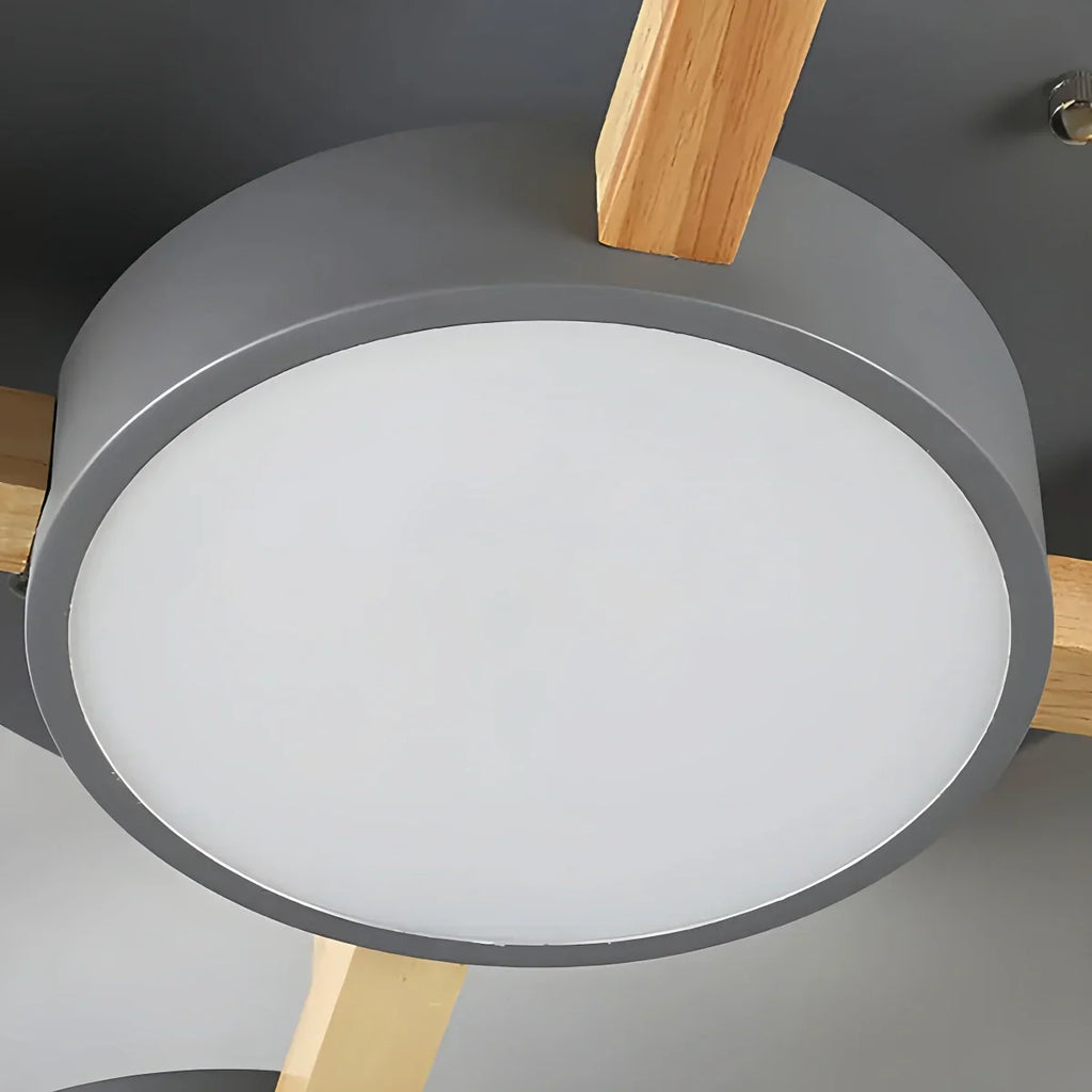 Modern Round Ceiling Light – 3-Color Fixture with Three Heads Bedroom - Flindria