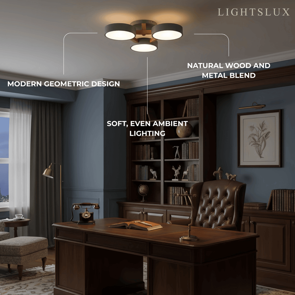 Modern Round Ceiling Light – 3-Color Fixture with Three Heads Bedroom - Flindria
